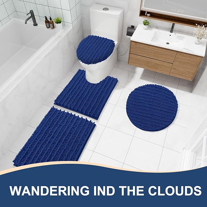 Arotive Luxury Chenille Bathroom Rug Mat, Extra Soft Thick Absorbent Shaggy Bath Rugs, Non-Slip Machine Wash Dry, Plush Bath Mats for Bathroom, Shower and Tub, 30x17, Royal Blue