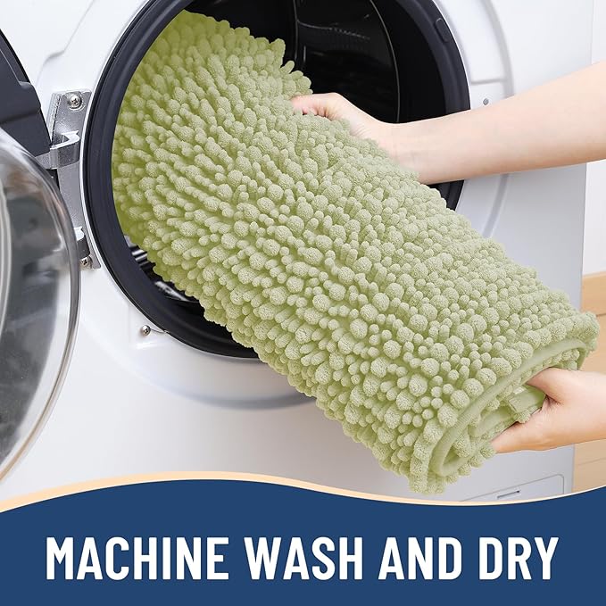 Arotive Luxury Chenille Bathroom Rug Mat, Extra Soft Thick Absorbent Shaggy Bath Rugs, Non-Slip Machine Wash Dry, Plush Bath Mats for Bathroom, Shower and Tub, 30x20, Vanilla