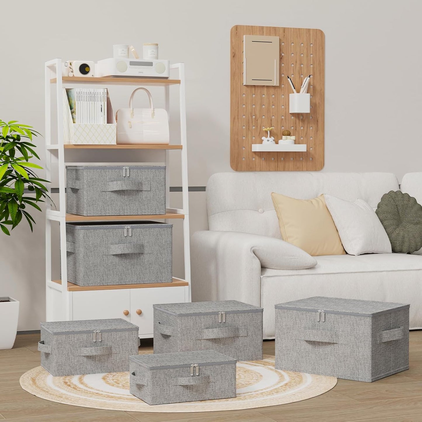 Underbed Storage Box Containers with Lid, Foldable Blanket Baskets, Home Underbed Organization for Organizing Clothes, Shoes, Pillows, 17.7x13.7x9.8Inches, Grey, 2 Pack