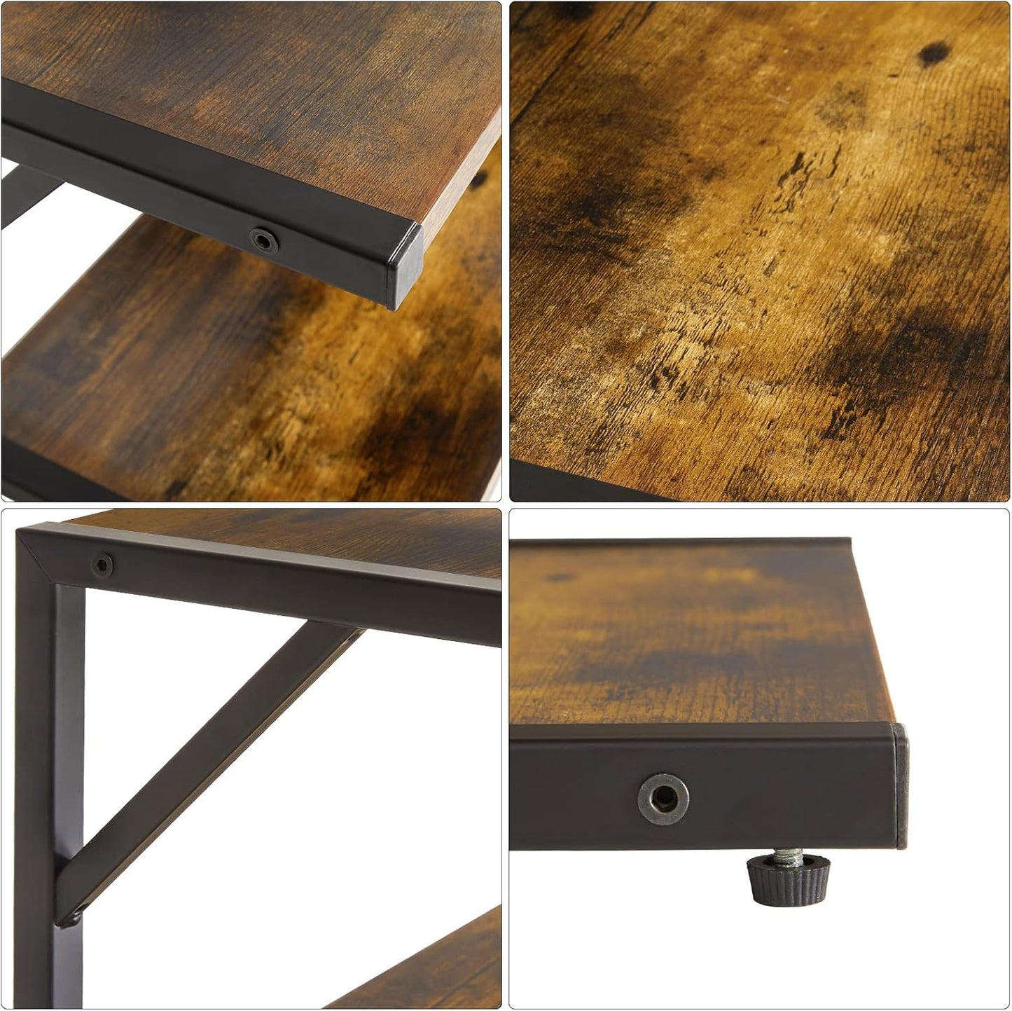 IBUYKE 2-Tier Desktop Printer Stand Holder, Multi-Purpose Desk Organizer Storage Shelf, Book Shelf Printer Shelf for Fax Machine, Scanner, Files, Books, Rustic Brown UTLJ004H