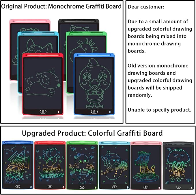 6 Pack LCD Writing Tablets for Kids, 8.5 Inch, Toddler Toys Birthday Gifts for Ages 3-8 Boys Girls, Colorful Doodle Board Drawing Tablet for Learning and Education (Six Colors Available)