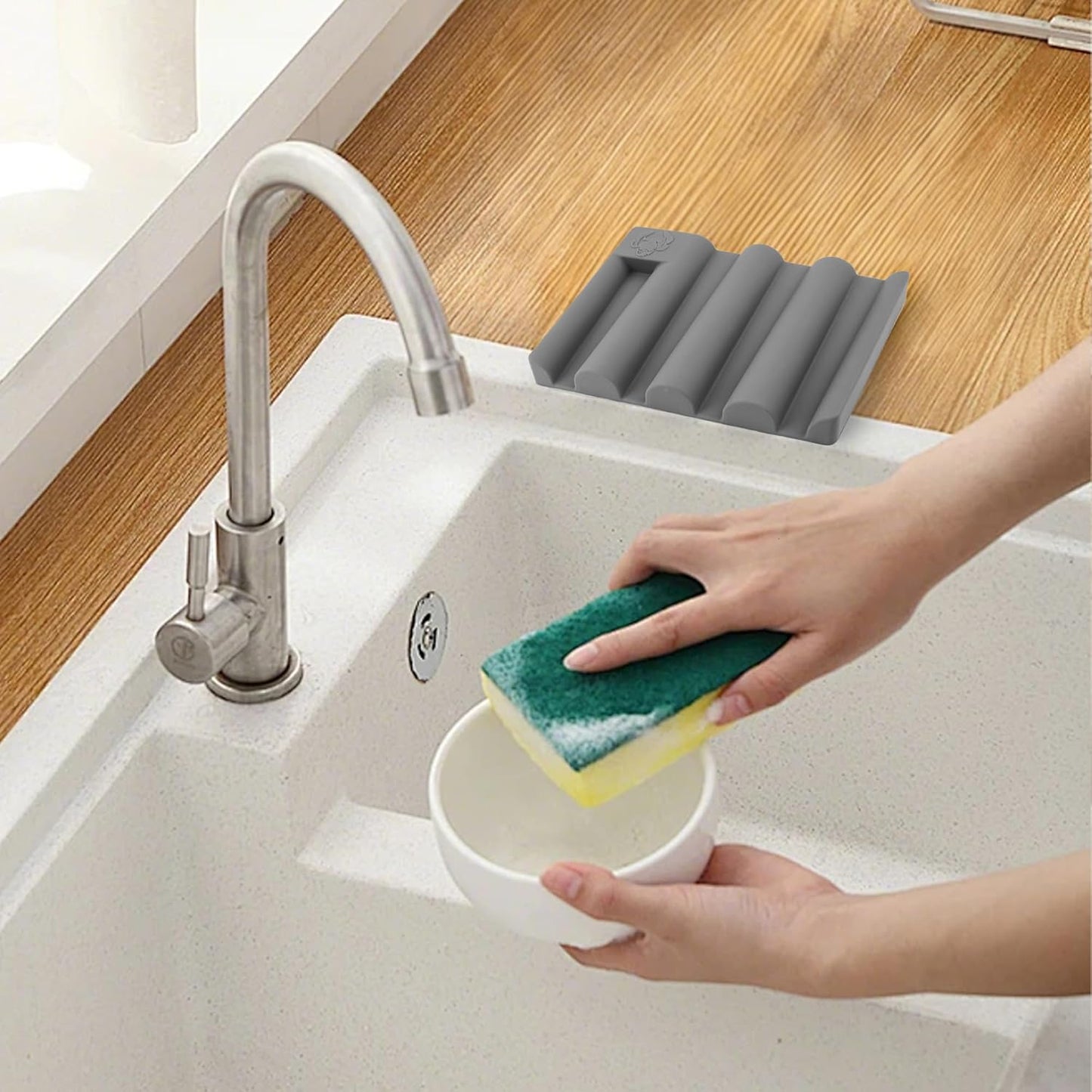 Soap Dish for Shower, Bathroom & Kitchen – Non-Slip, Self-Draining Design to Keep Soap Dry, Extend Soap Life – Easy to Clean, Compact & Durable (Grey, 2 pcs)
