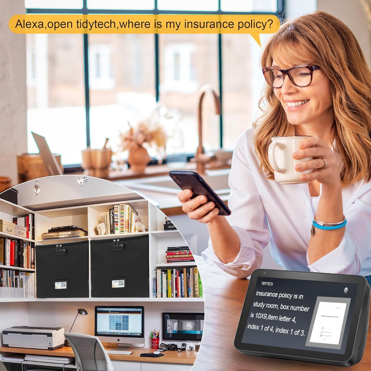 Medium Next of Kin Box Organizer with Smart Labels, Fireproof Foldable File Organizer with Combination Lock, 10 Hanging Files and 20 Category Labels for Label Documents,(M:13 * 13 * 13in)