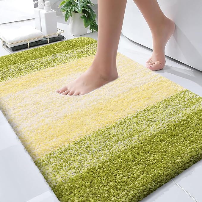 OLANLY Bathroom Rugs Mat 30x20, Extra Soft Absorbent Microfiber Bath Rugs, Rubber Backing, Quick Dry, Machine Washable Bath Mats for Bathroom Floor, Tub and Shower, Home Decor Accessories, Olive Green