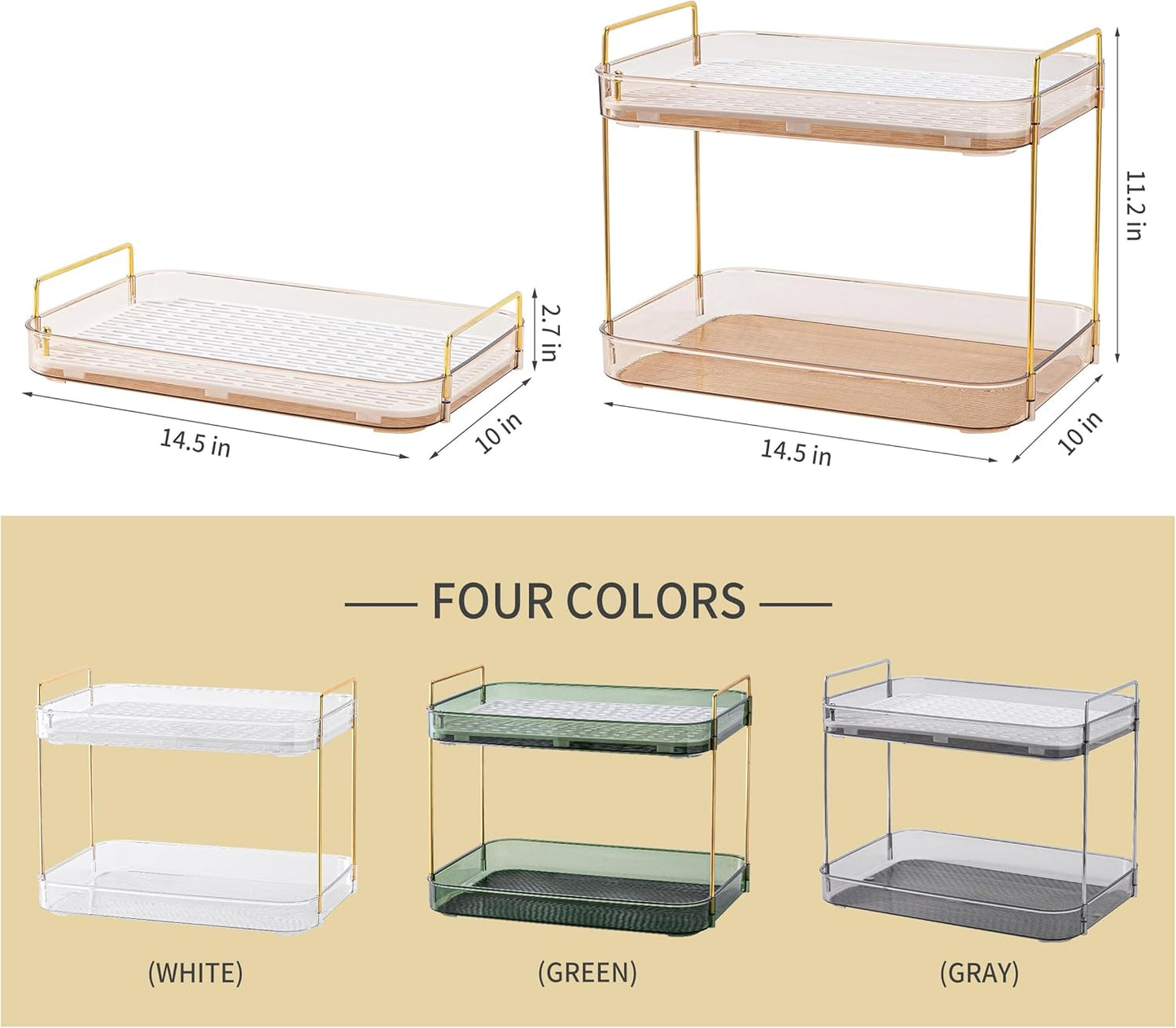 Coffee Bar Accessories, Station Organizers,Large Capacity Storage with Drain Board,Whisky Tray,Mug Tea Cup Holder Coffee Bar Organizer,Amber Gold