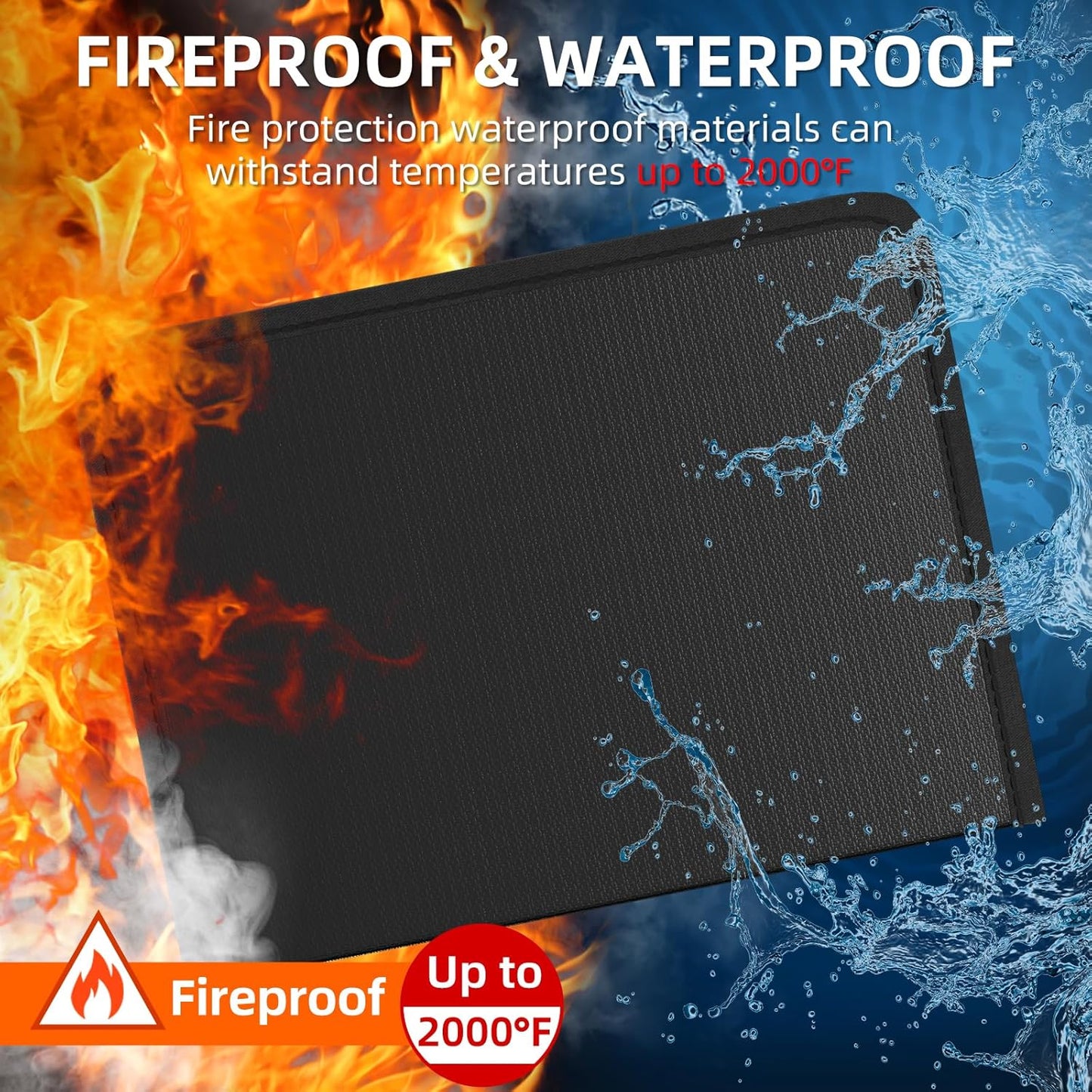 Huolewa Fireproof Accordion File Organizer, Portable Expanding File Folder with Waterproof Zipper&Labels, Black Document Organizer with 13 Pockets, File Organizer for Important Document/Paper Storage