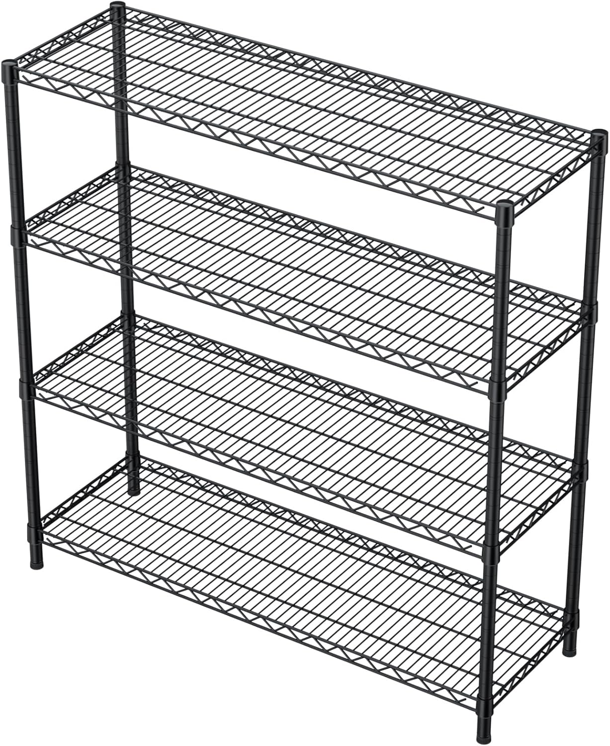 4 Tier Adjustable Storage Shelves,Heavy Duty Metal Utility Shelf 1400LBS Capacity Wire Shelving Unit Organizer Rack for Kitchen Office Pantry Room 18" D x 46" W x 59" H Black