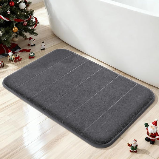 Yimobra Memory Foam Bath Mat, Super Soft Absorbent Bathroom Rug Non Slip, Quick Dry, Machine Washable Floor Carpet for Tub Shower, Home Decor Accessories, 24x17, Dark Gray