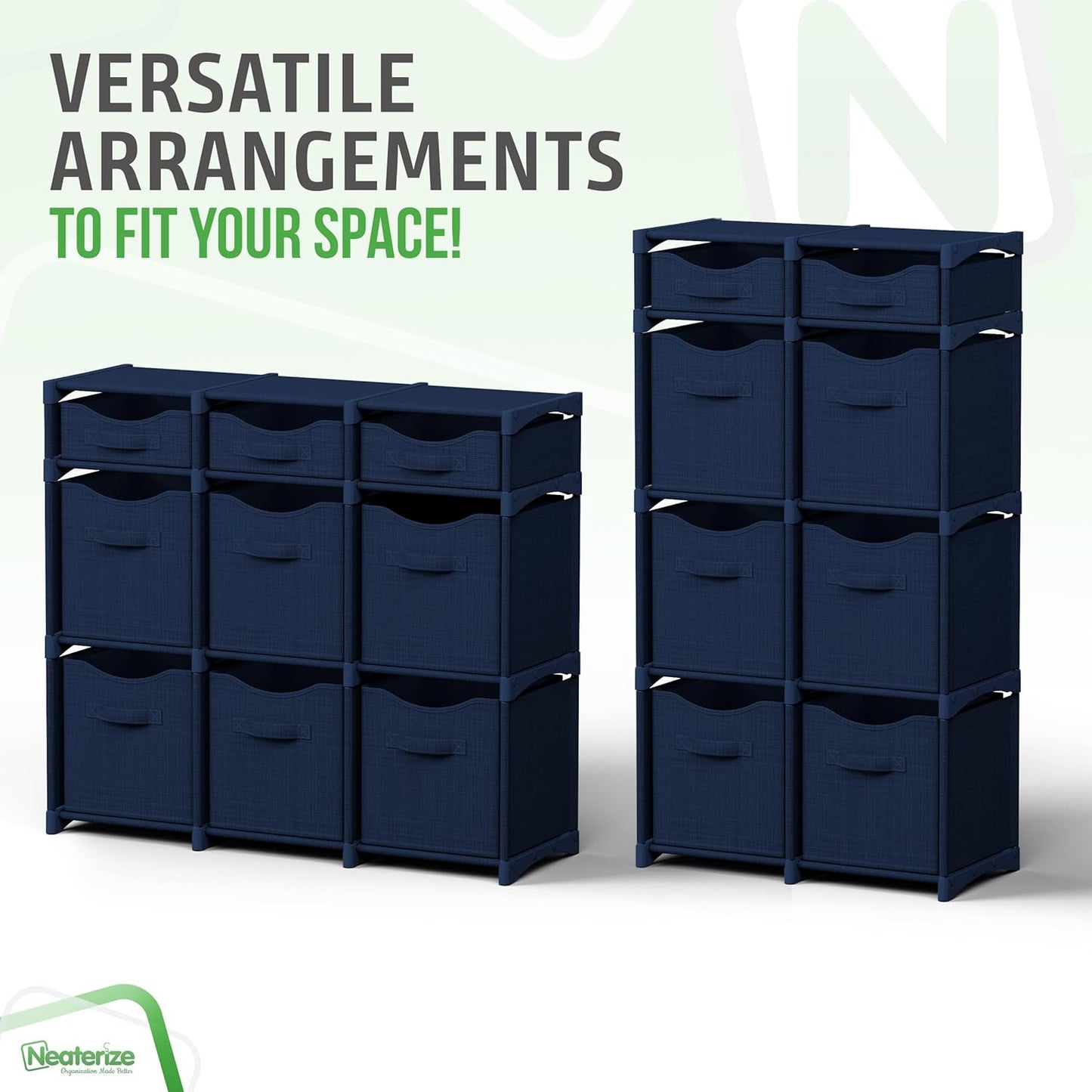 9 Cube Distressed Organizer with Drawers - Easy Assemble - Baby, Kids Dorm Room Organizer (Navy)