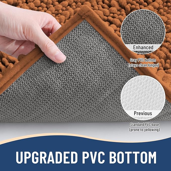 Arotive Luxury Chenille Bathroom Rug Mat, Extra Soft Thick Absorbent Shaggy Bath Rugs, Non-Slip Machine Wash Dry, Plush Bath Mats for Bathroom, Shower and Tub, 24x16, Clay