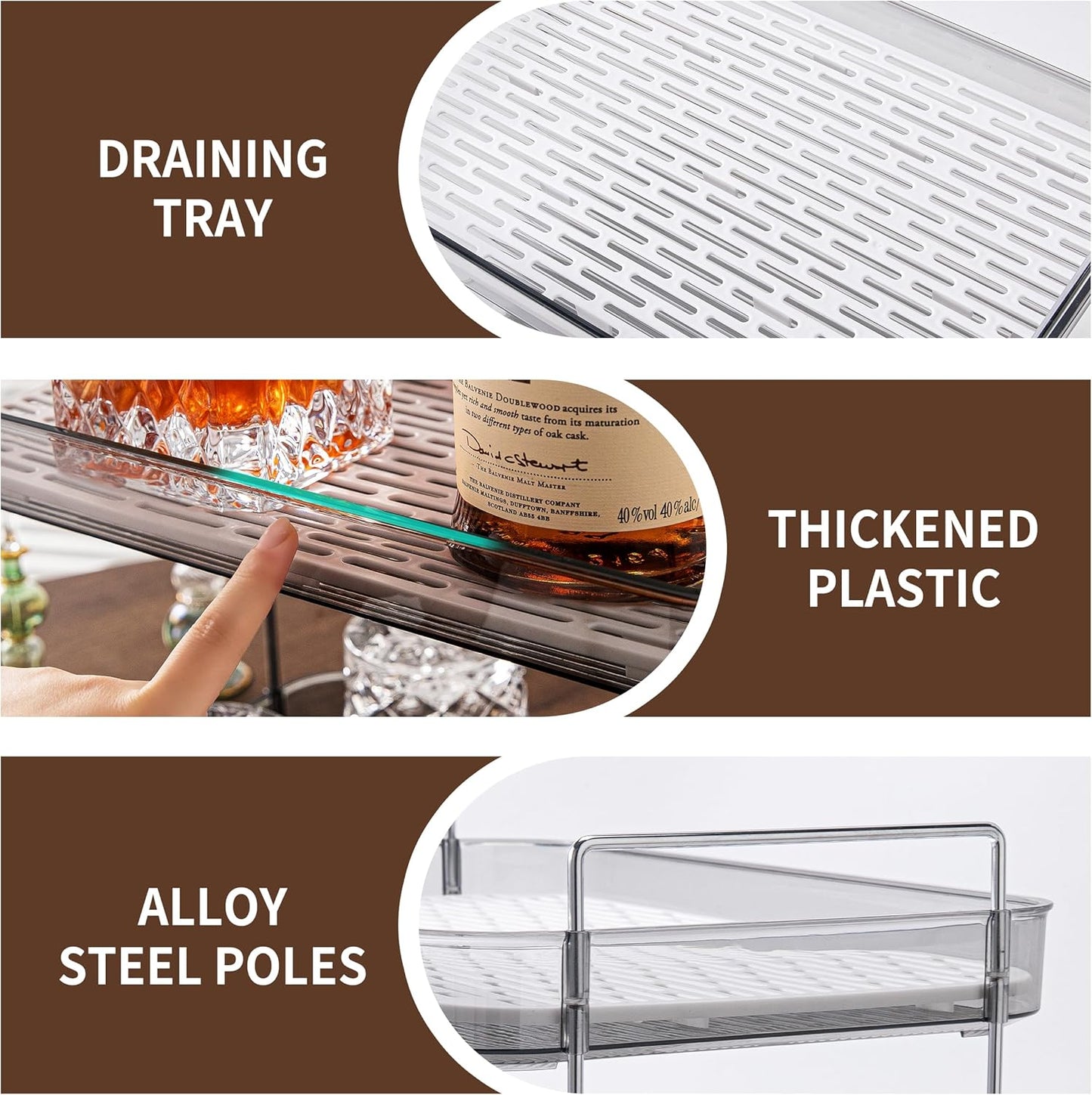 Coffee Bar Accessories,Station Organizers,Large Capacity Storage with Drain Board,Whisky Tray,Mug Tea Cup Holder Coffee Bar Organizer,Smoky Gray