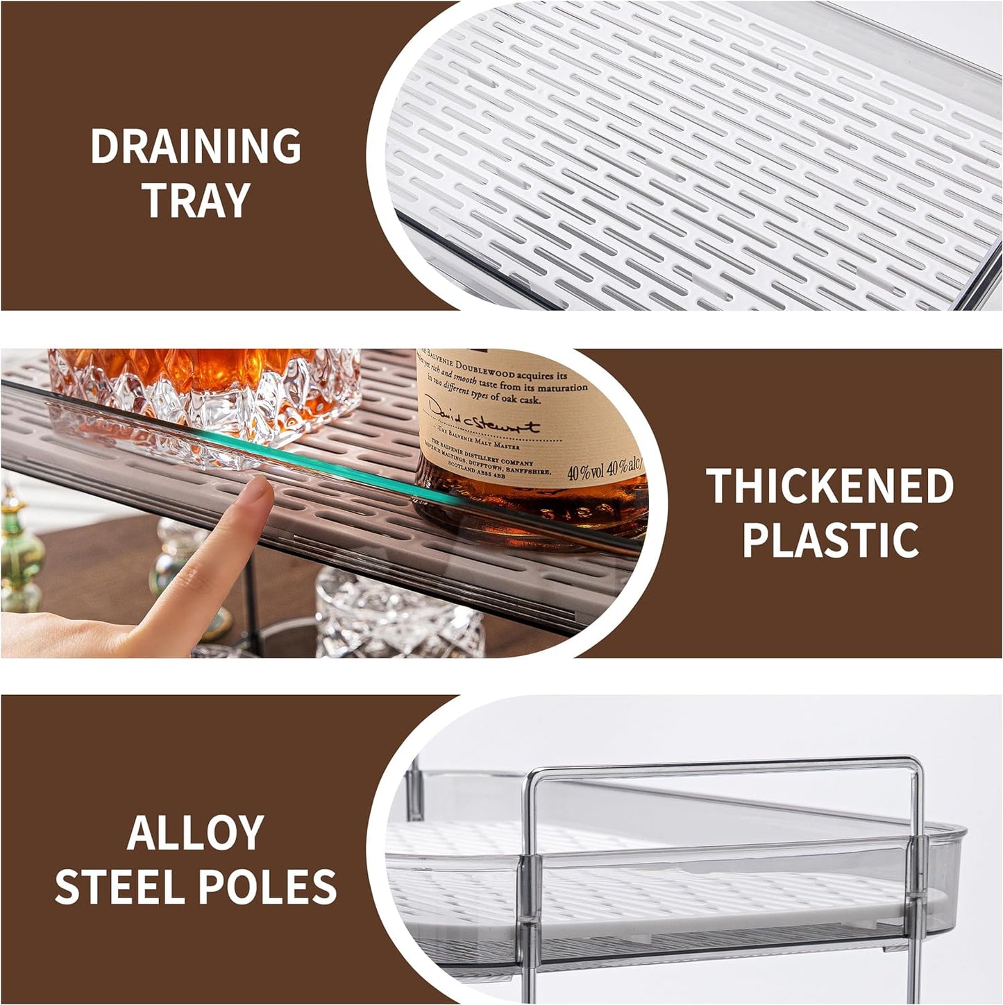 Coffee Bar Accessories, Station Organizers,Large Capacity Storage with Drain Board,Whisky Tray,Mug Tea Cup Holder Coffee Bar Organizer, Smoky Gray