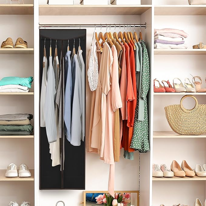 STORAGE MANIAC 2-Pack Hanging Garment Bag Zipper Cover with Sealed Clear Window, Long Garment Cover for Closet Storage Wardrobe Clothes Protector, Large Garment Storage Bag for Dresses,Suits, Black