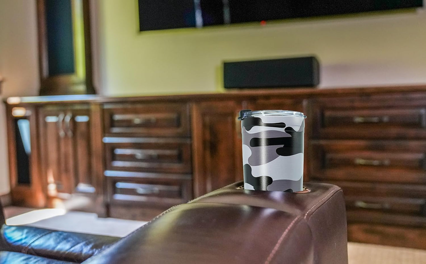 Military Gift Shop Black Camo 20oz Insulated Steel Tumbler with Leakproof Lid-Stainless Steel Vacuum Coffee, Double Wall, Thermal Travel Mug