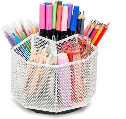 Exerz Desk Organiser/Mesh Desk Tidy Candy/Pen Holder/Multifunctional Organiser 360 Rotating