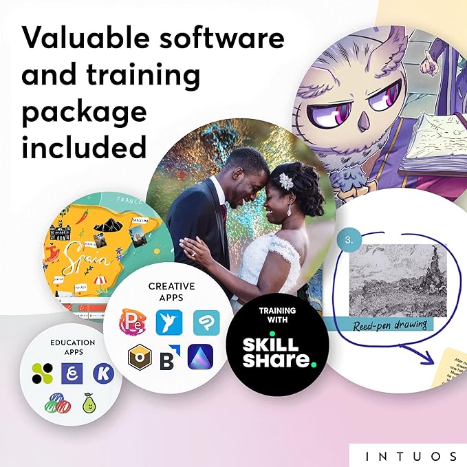 Wacom Intuos Small Graphics Drawing Tablet, includes Training & Software; 4 Customizable ExpressKeys Compatible With Chromebook Mac Android & Windows, photo/video editing, design & education,Black