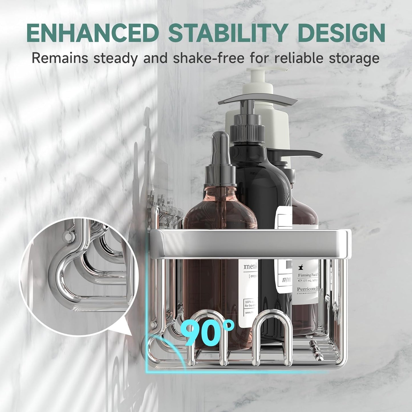 Veken Shower Caddy 6-Pack, Family Choice Award Winner, Large Wall Mounted Shower Rack, Bathroom Shelves Over Toilet, Organizer Storage Accessories with Soap Dish & Toothbrush Holder, Silver