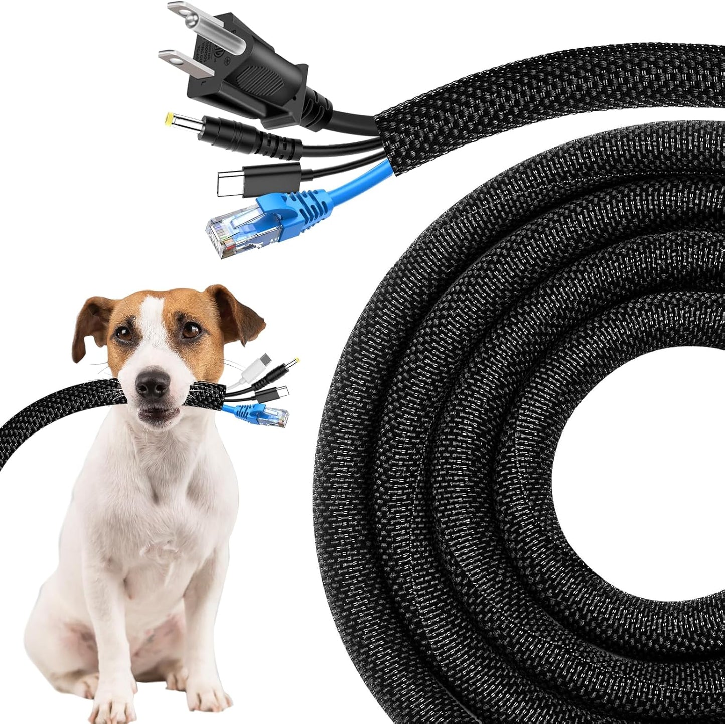 Secbolt Cord Protectors from Pets No Chew, 25ft - 1/2 inch Ultra Durable Cord Covers for Pets, Bite-Resistant Cable and Wire Protector for Cats, Dogs, Rabbits - Black