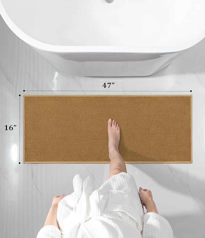 YIHOUSE Bathroom Rugs Mat 16x47, Non Slip Quick Dry Bath Mats for Bathroom Absorbent Ultra Thin Bath Rugs Machine Washable Fit Under Door for Sink, Cabinet, Laundry (Yellow, 16"x47")