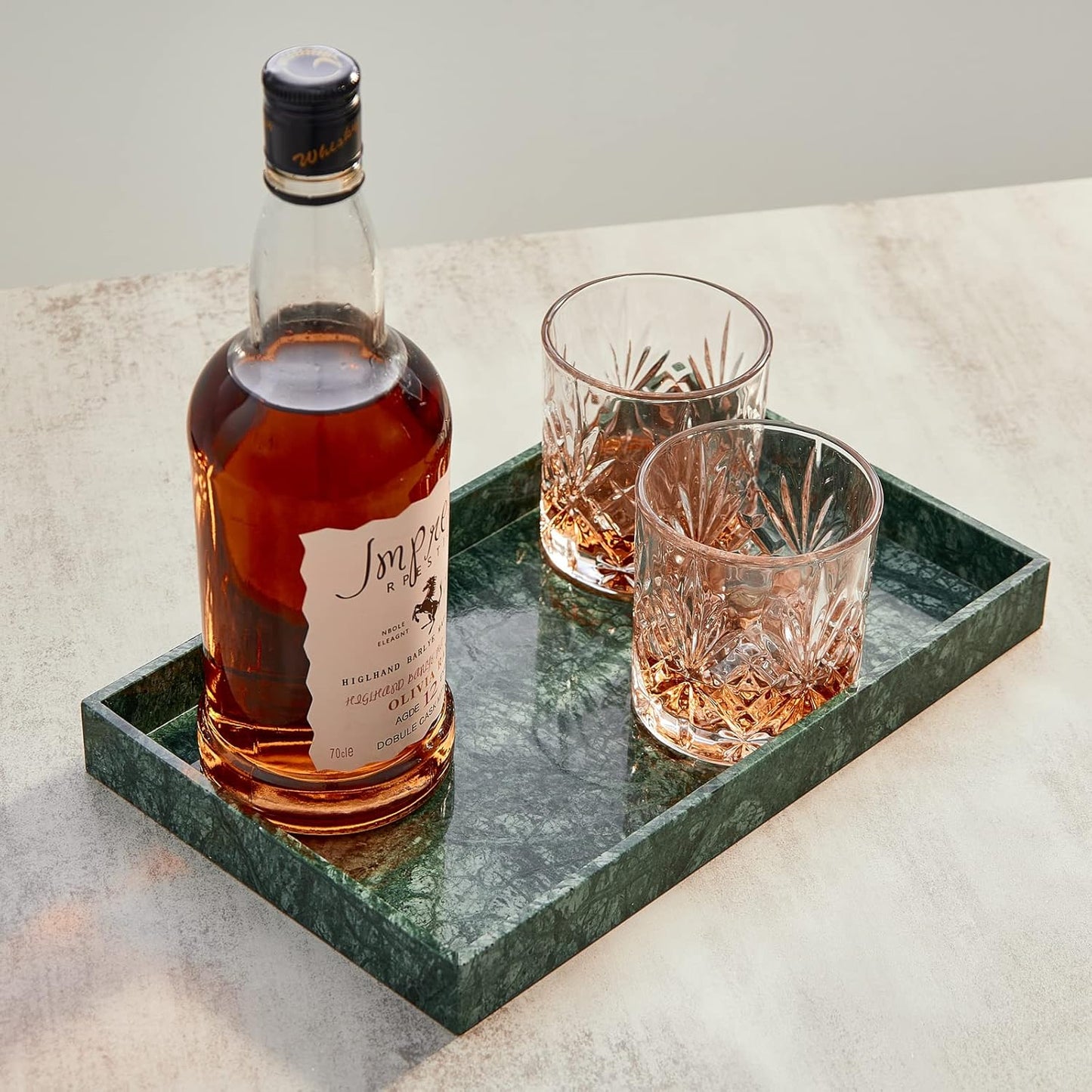 𝐑𝐞𝐚𝐥 𝐋𝐮𝐱𝐮𝐫𝐢𝐨𝐮𝐬 Marble Vanity Tray (12x7in), Counter Organizer for Bathroom, Kitchen, Dresser, Coffee Table, Serving & Decorative (Dark Green)