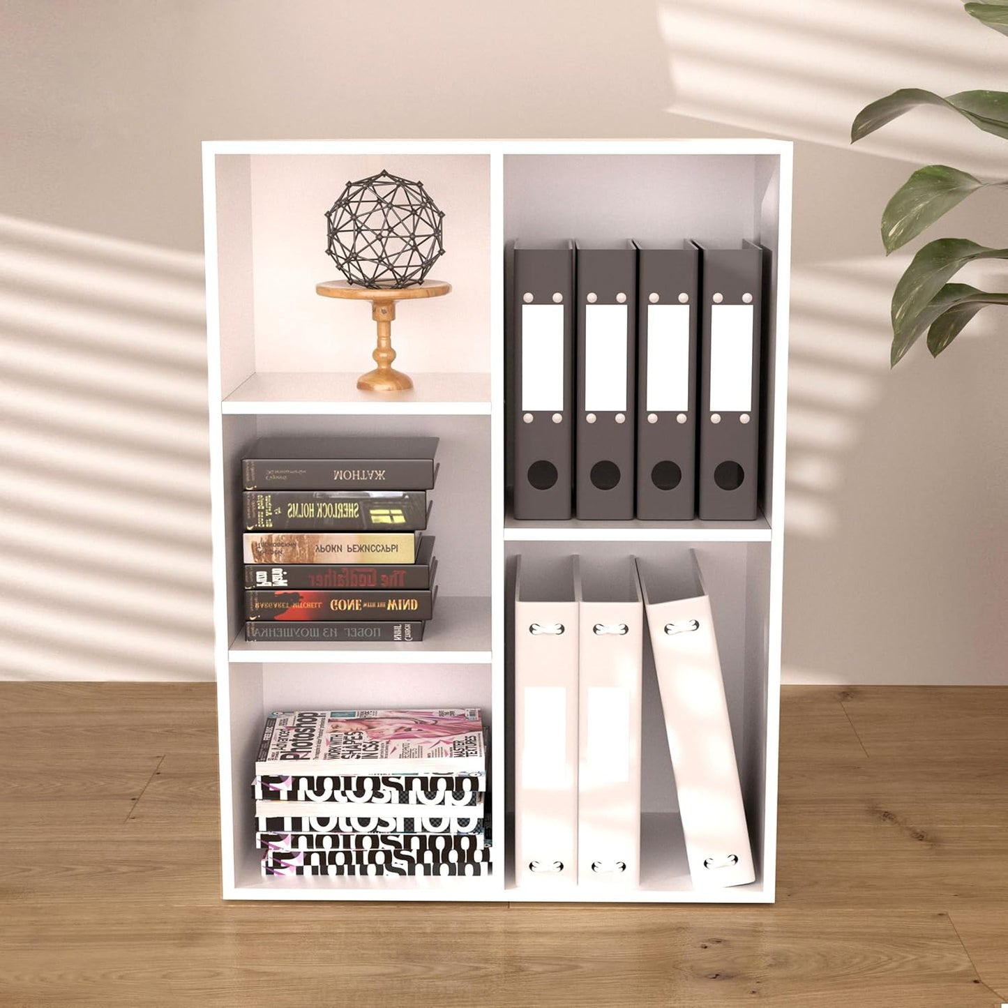 VAFHYLISS Cube Bookshelf, White Wooden Cube Storage Organizer, Freestanding Book Shelf, Cubby Shelf, Perfect Shelves for Bedroom, Kids Room, Closet, Classroom & Office (5-Cube)