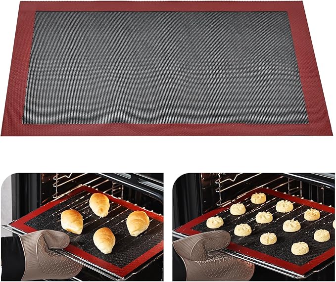 KitchenRaku Perforated Silicone Baking Mat, 15.7"x11.8" Reusable Silicone Baking Sheets for Oven, Nonstick Bread Mat for Cookies, Macarons, Bread and Pastry