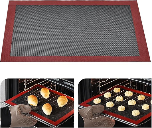 KitchenRaku Perforated Silicone Baking Mat, 15.7"x11.8" Non Stick Reusable Bread Mat, Silicone Baking Sheet Liner for Cookies, Macarons Bread & Pastry, Toaster
