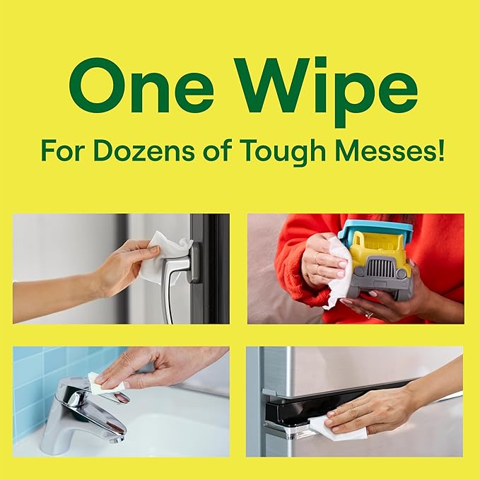 Seventh Generation Multi Surface Wipes All Purpose Cleaning Lemon Zest scent with 100% Essential Oils and Botanical Ingredients 70 count, Pack of 6