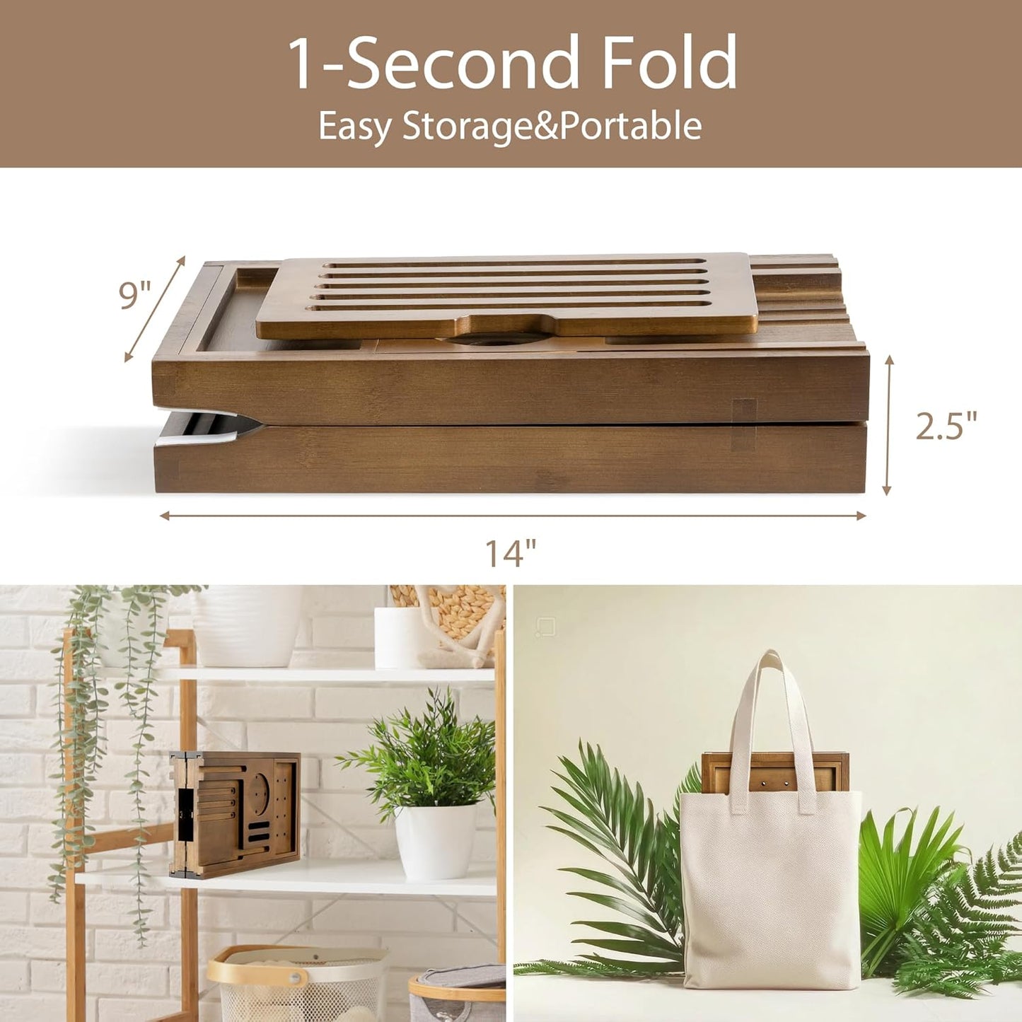 Bamboo Bathtub Tray Caddy - Splash-Proof Adjustable (28.5-40") with Wine Holder, Tablet Stand & Non-Slip Grip | Spa-Grade Organizer for Bath Essentials & Reading- Walnut