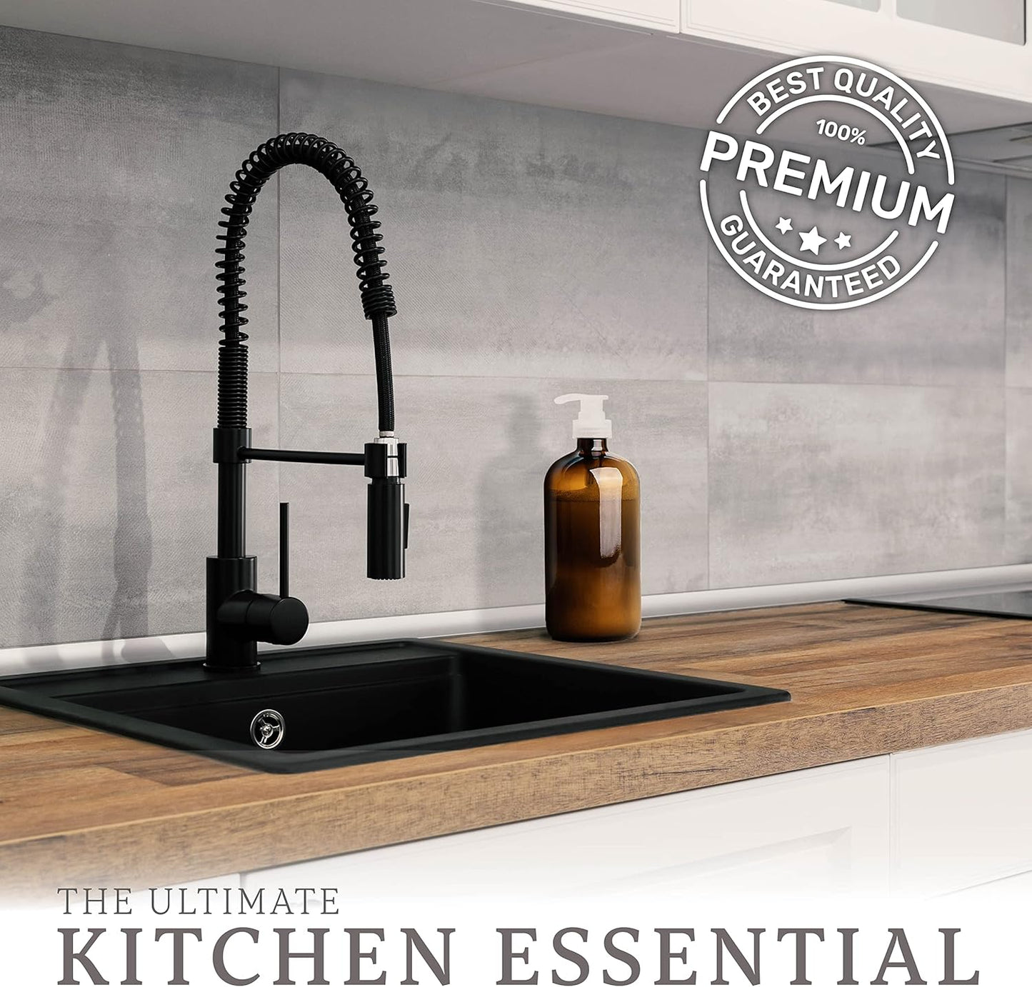 kitchentoolz 32 Ounce Large Glass Pump Bottles - Refillable Dispenser for Laundry Detergent, Lotion, Soap, Shampoo, Oils. Amber Bottles with Natural Color Pumps - Pack of 4