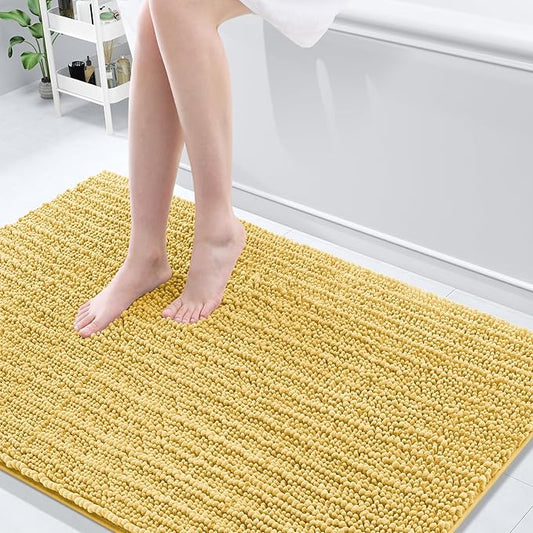 Arotive Luxury Chenille Bathroom Rug Mat, Extra Soft Thick Absorbent Shaggy Bath Rugs, Non-Slip Machine Wash Dry, Plush Bath Mats for Bathroom, Shower and Tub, 59x35, Yellow