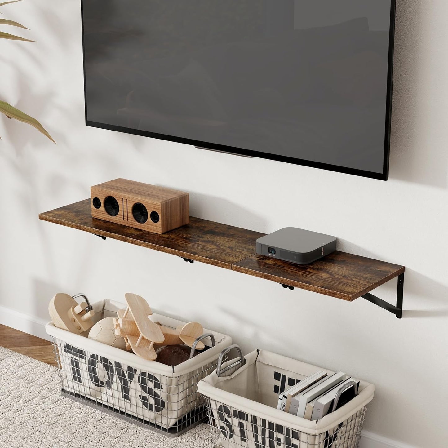 Axeman Deep Floating Shelves for Wall, 16W x 12D Rustic Wood Wall Shelves Set of 2, 12 Inch Deep Large Floating Shelves for Decor & Storage, Hanging Shelves for Farmhouse Kitchen Bathroom Bedroom