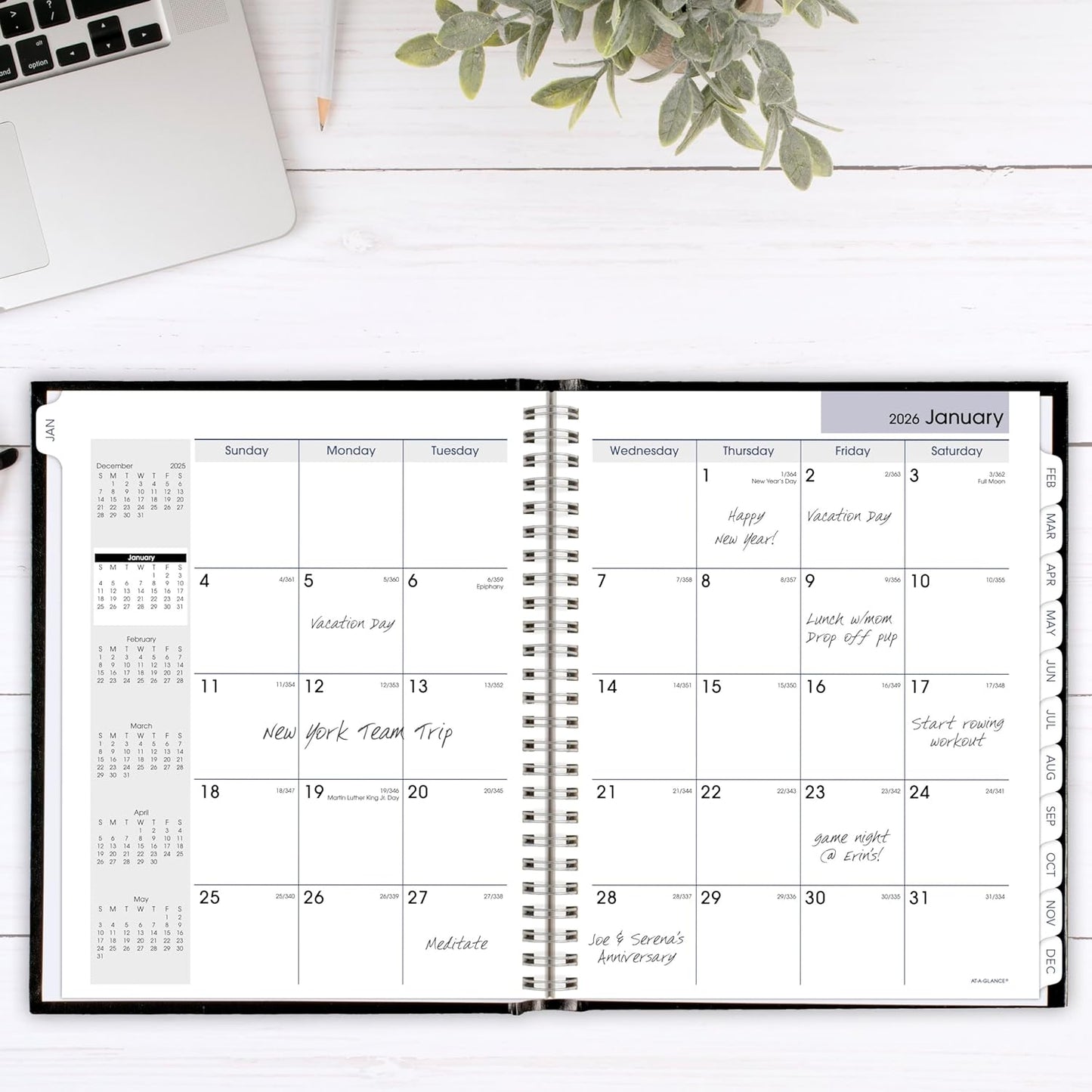 AT-A-GLANCE 2026 Planner, Monthly, 7" x 8-1/2", Medium, Hardcover, DayMinder, Black (G400H0026)