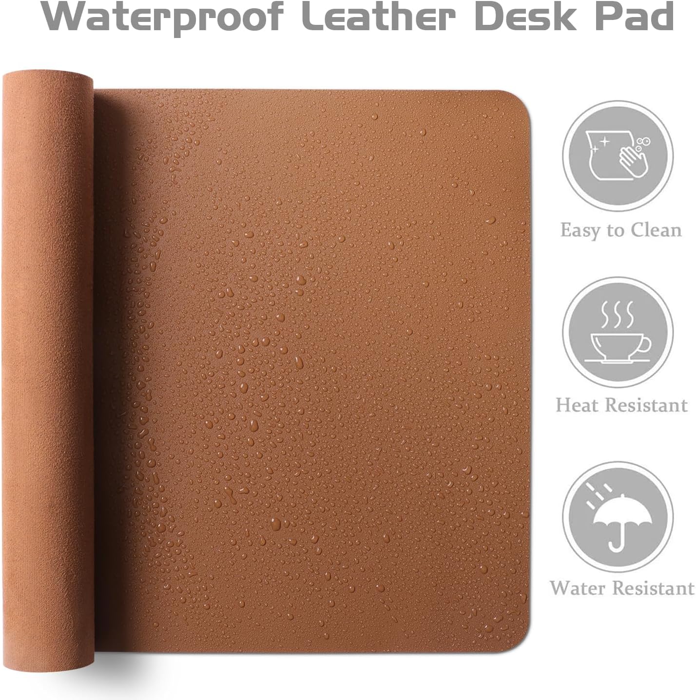 Aothia Leather Desk Pad Protector, Office Desk Mat, Large Mouse Pad, Laptop Desk Pad, Non-Slip PU Leather Desk Blotter, Waterproof Desk Writing Pad for Office and Home (Brown, 55" x 24")