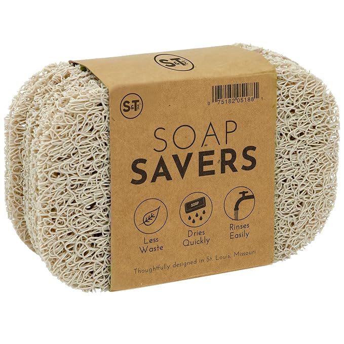 S&T INC. Bar Soap Holder for Kitchen, Bathroom, and Soap Dish, 4 Pack, Cream, 2.9 inches by 4.4 inches