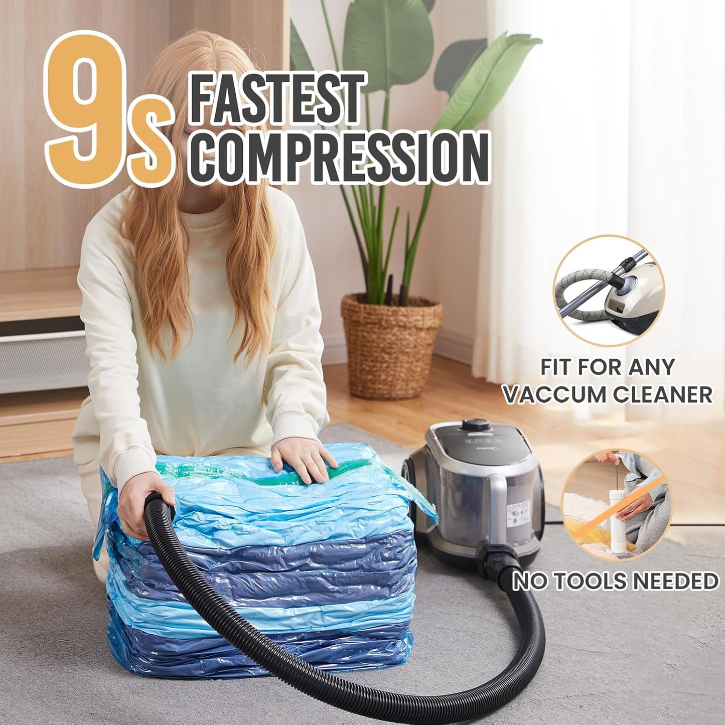 TAILI 8 Pack Vacuum Storage Bags, Jumbo Cube (31x40x15 Inch), Extra Large Vacuum Seal Bags for Clothing, Comforters, Blankets, Bedding, Sweater, Space Saver, Closet Organizers, Blue