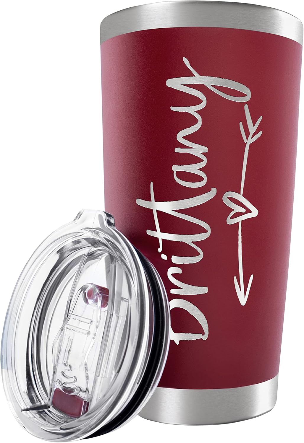 Be Burgundy Personalized Tumbler with Engraved Name - 12 Designs, 20 Oz Coffee Tumbler with Slider Lid, Red, Double Wall Insulated - Gift for Mom, Women, Personalized Birthday Gift for Her