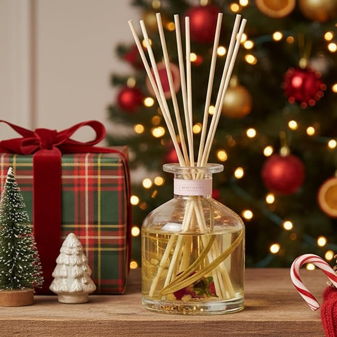 Benevolence LA Reed Diffuser, Rose & Sandalwood Scent Diffusers for Home with Oil Diffuser Sticks | Sun-Kissed Collection