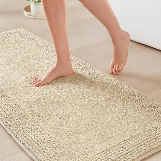 Madison Park Splendor Reversible 100% Cotton Tufted Bathroom Rug-3000 GSM Hotel Quality Luxurious Plush Medium Pile Bath Mat Absorbent, Quick Dry, Shower Room Décor, 24x60 Natural