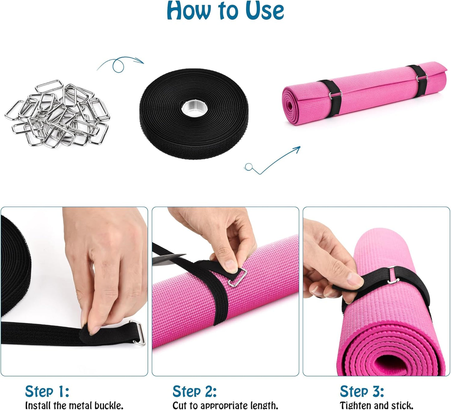 1"x19.7ft Hook and Loop Straps with 30 Buckles Adjustable Cut-to-Length Cable Ties - Reusable Nylon Fastening Tape Cable Straps for Storage or Organization (1in x 19.7ft)