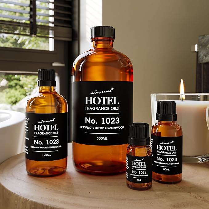 AirScent Hotel Diffuser Oil No. 1023 Inspired by The Baccarat Hotel Scent - Love Affair Fragrance Oil for Ultrasonic and Waterless Diffusers and Crafting - 10 mL, 0.34 fl oz Glass Bottle with Dropper