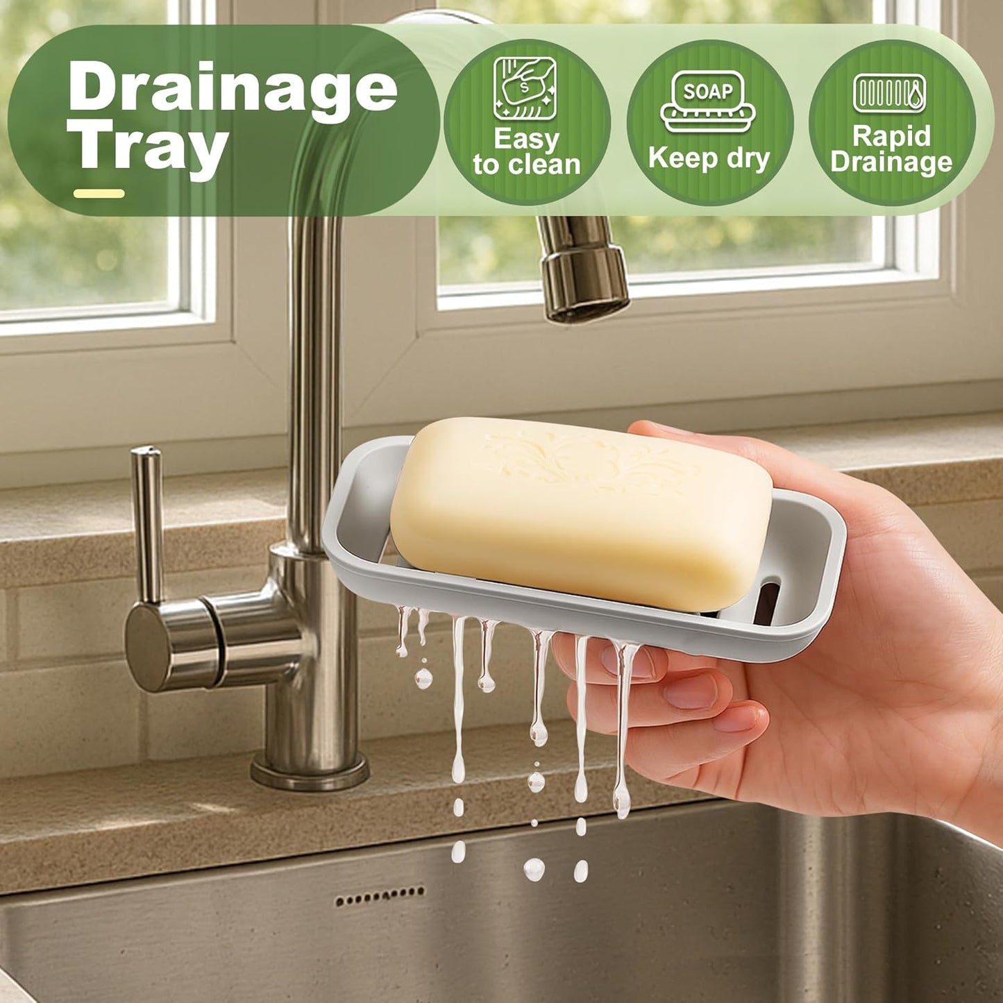 Travel Soap Case soap Holder,Leak Proof Soap Holder with Silicone Sealed lid,Keep Dry with Drainage Tray,Soap Dish for Travel, Gym, Bathroom, Outdoor, Camping, School (Gray)