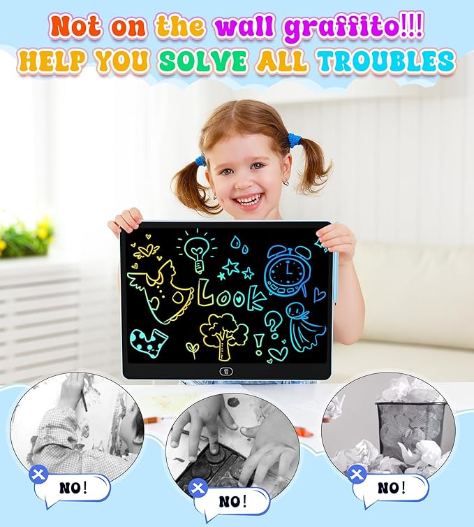 LCD Writing Tablet Doodle Board, 16 inch Colorful Drawing Tablet Writing Pad for Kids, Electronic Erasable Learning Educational Girls Gifts Toys for 3 4 5 6 7 Year Old Girls Boys