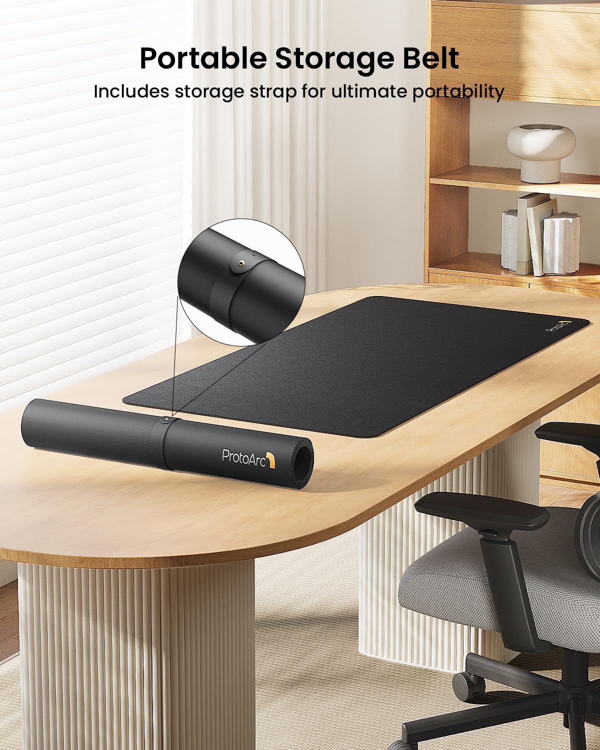 ProtoArc Leather Desk Mat, Large Mouse Pad- 31.5×15.8 inch, Non-Slip PU Leather Desk Pad Protector, Premium Desktop Mat for Computer, Keyboard and Mouse, Black