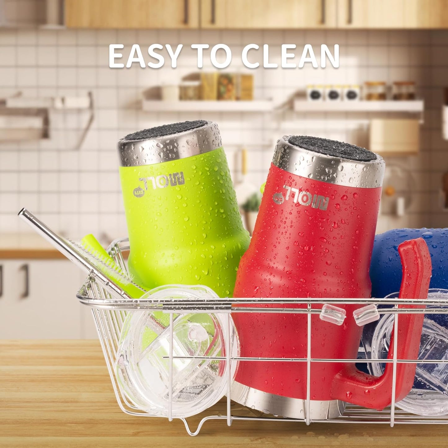 16 oz Tumbler with Handle Reusable Stainless Steel Vacuum Insulated Tumbler Cups with Lid and Straw for Women, Girls (Apple Green)