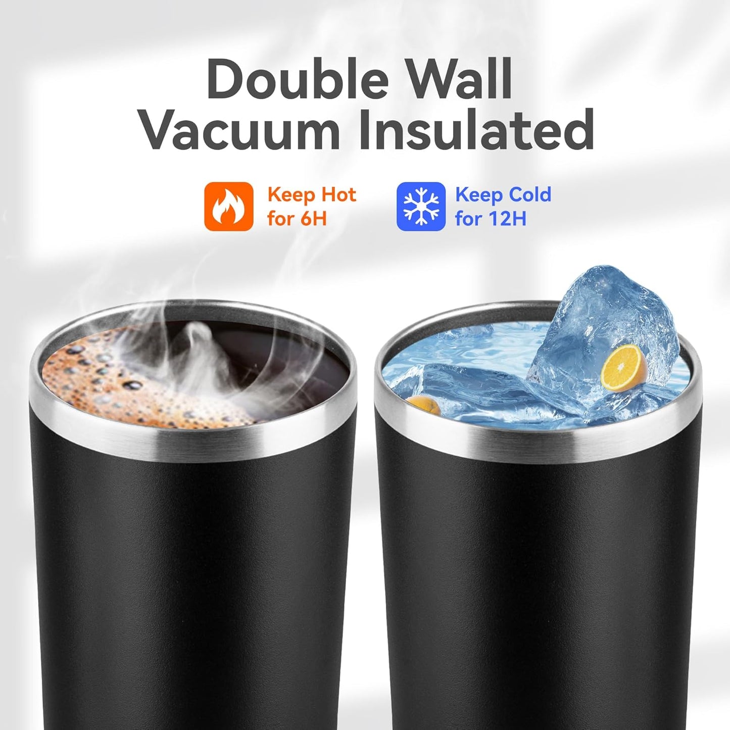 HASLE OUTFITTERS 12 oz Skinny Tumbler, Stainless Steel Insulated Slim Tumbler with Lid, Reusable Double Wall Travel Coffee Mug, Durable Powder Coated Travel Water Cup(Black, 1)