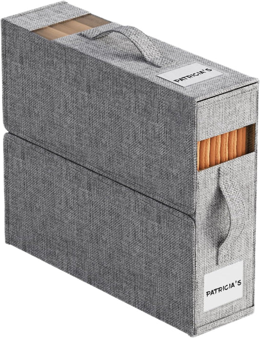 1Pack Sheet Storage Organizers with Handles – Foldable Sheet Organizer for Linen Closet for King & Queen Sheet Sets – Clear Window & Removable Labels – Dustproof & Space-Saving Design, Grey