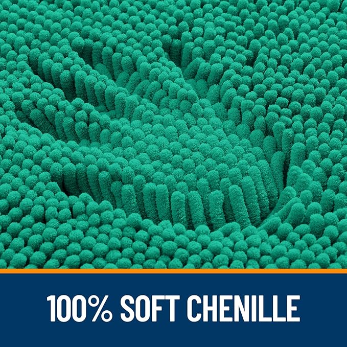 OLANLY Bathroom Rugs 44x24, Extra Soft Absorbent Chenille Bath Rugs, Rubber Backing Quick Dry, Machine Washable Bath Mats for Bathroom Floor, Tub and Shower, Home Decor Accessories, Emerald