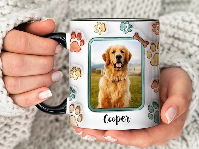 LOVELYPOD Personalized Dog Mom Mug with Name and Photo, Coffee Cups for Pet Lovers, Dog Mom Gifts for Women, Fur Mama Gifts, Mothers Day Mugs