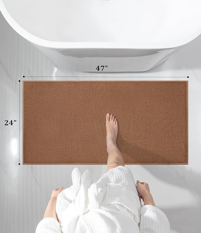 YIHOUSE Bathroom Rugs Mat 24x47, Non Slip Quick Dry Bath Mats for Bathroom Absorbent Ultra Thin Bath Rugs Machine Washable Fit Under Door for Sink, Cabinet, Laundry (Orange, 24"x47")